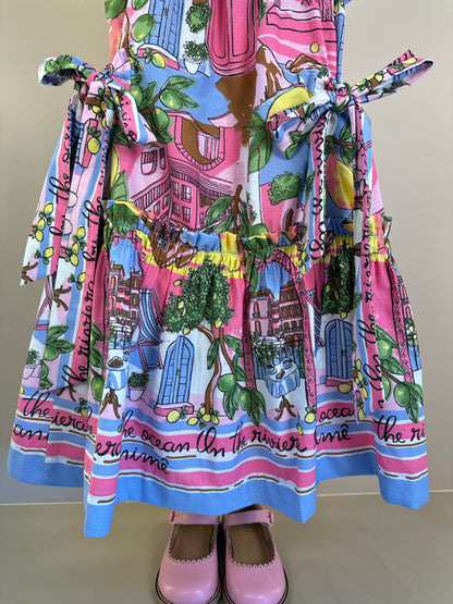 Vestido Infantil Estampa Limões Laços Laterais - Animê