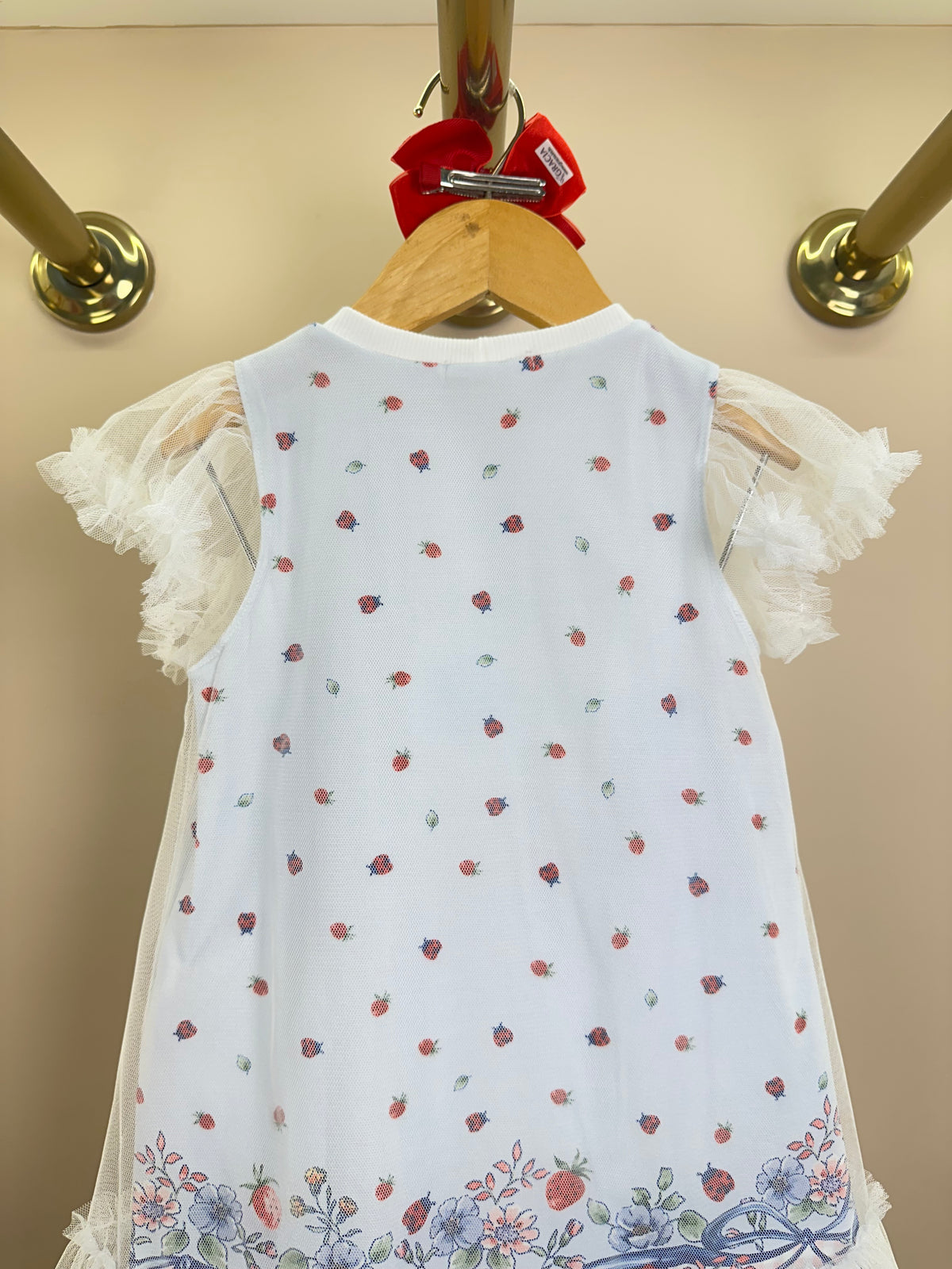 Vestido Infantil Malha Cotton Com Tule Strawberry - Petit Cherie