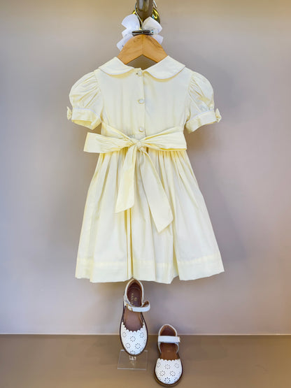 Vestido Infantil Algodão Bordado Borboleta Amarelo - Gracia