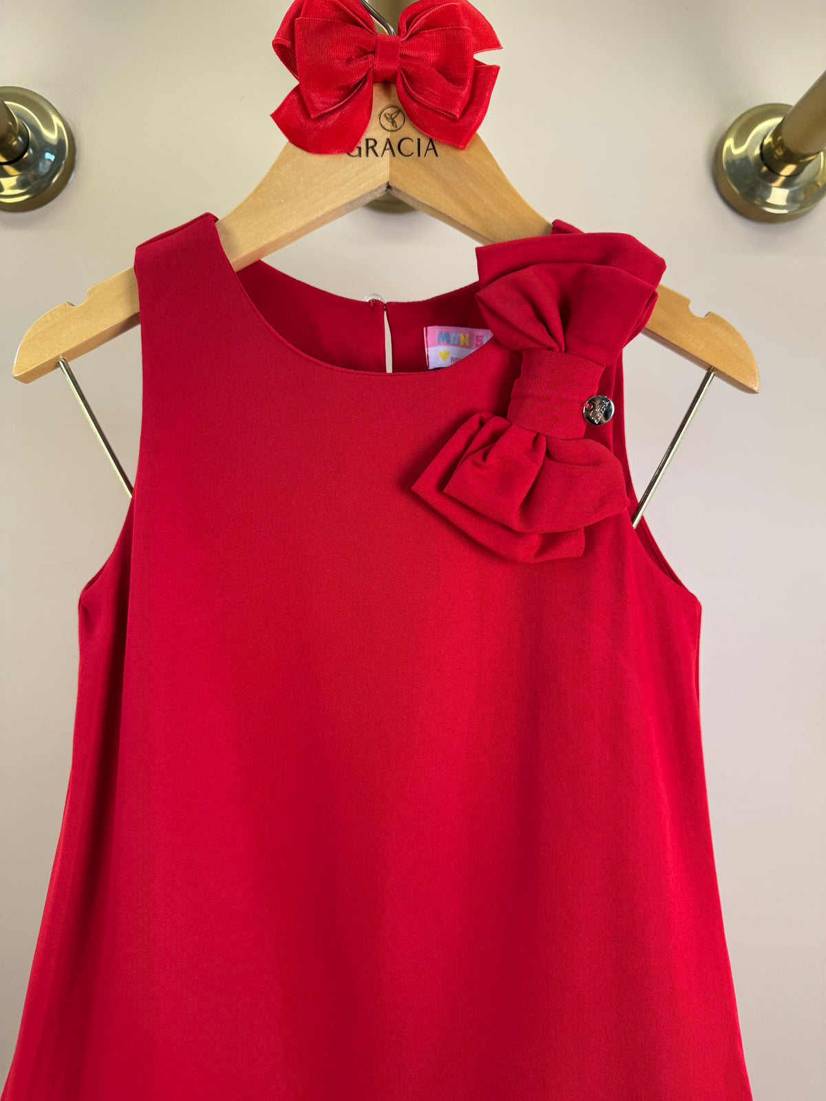 Vestido Infantil Laço Lateral Barra Em Tule Vermelho - Mon Sucre