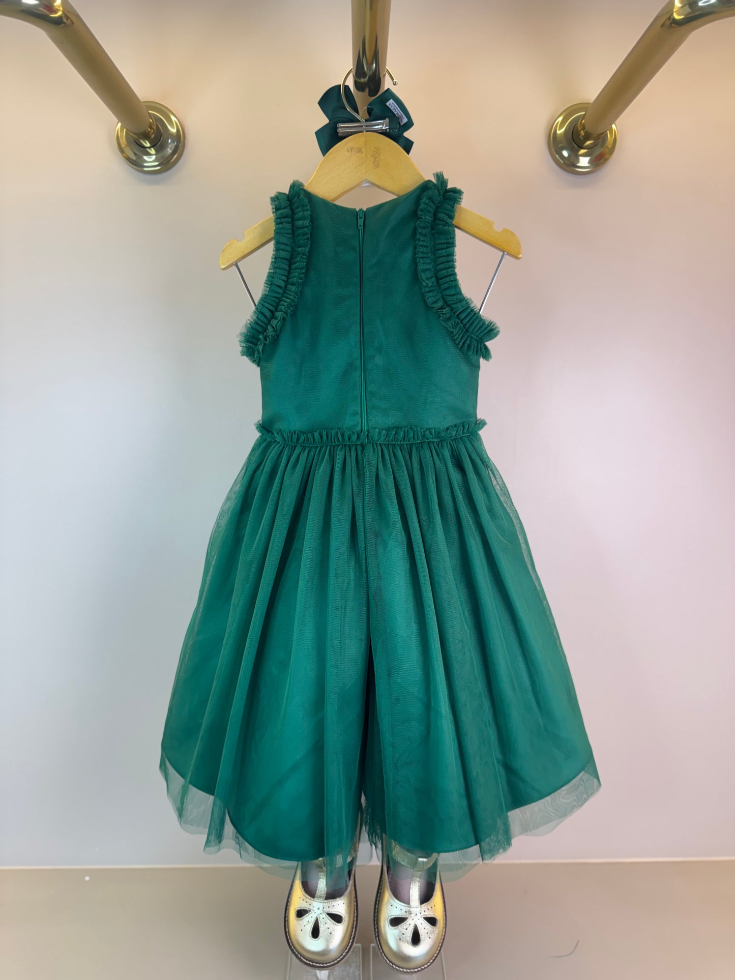 Vestido Infantil Tule Esmeralda com Paetês - Petit Cherie