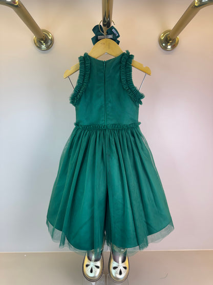 Vestido Infantil Tule Esmeralda com Paetês - Petit Cherie