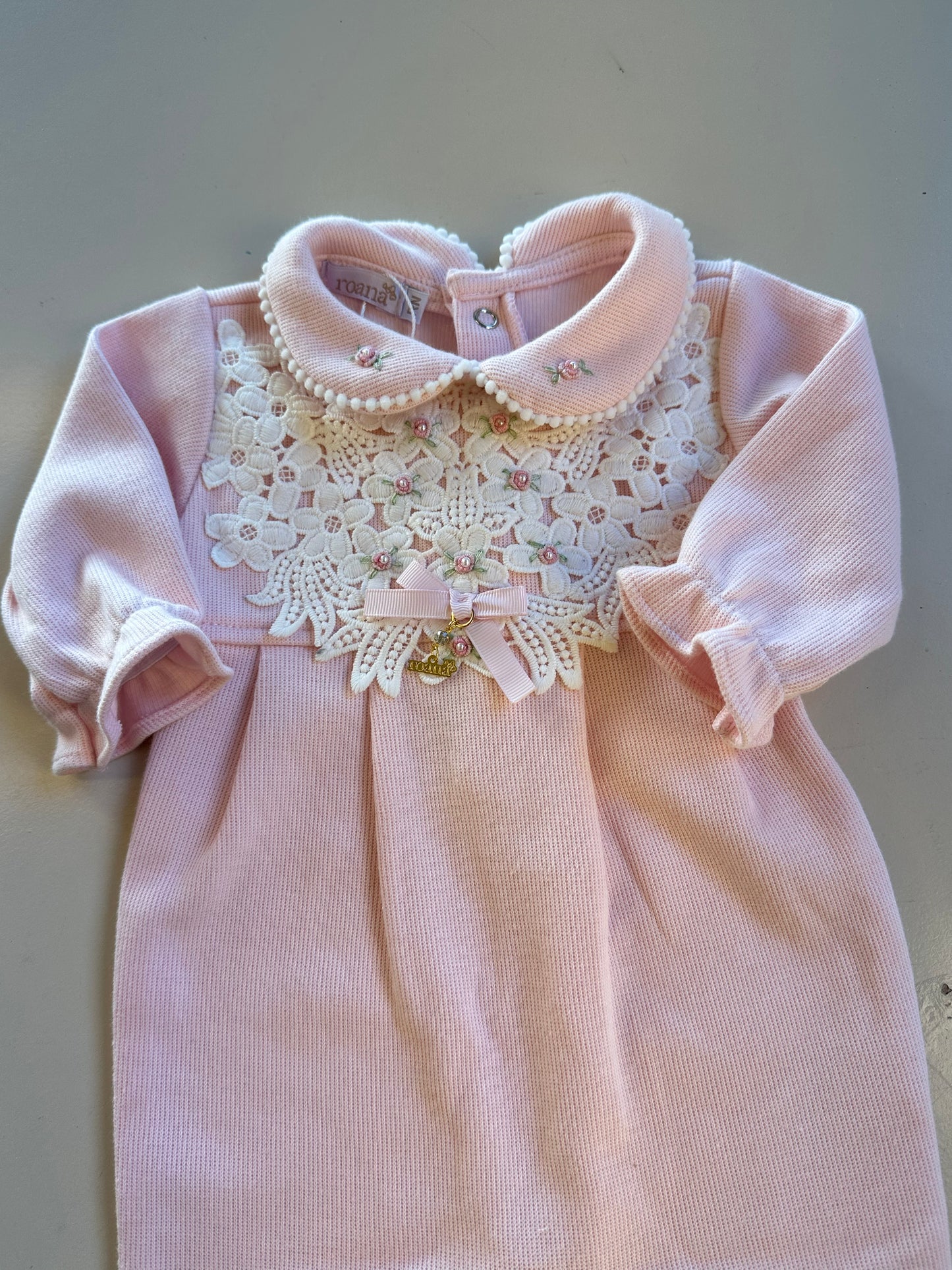 Saída de Maternidade de Algodão Luxo Rosa - Roana