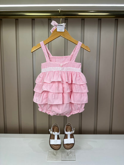 Pimpão Bebê Clássico Babadinhos Bordado Flores Rosa - Roana
