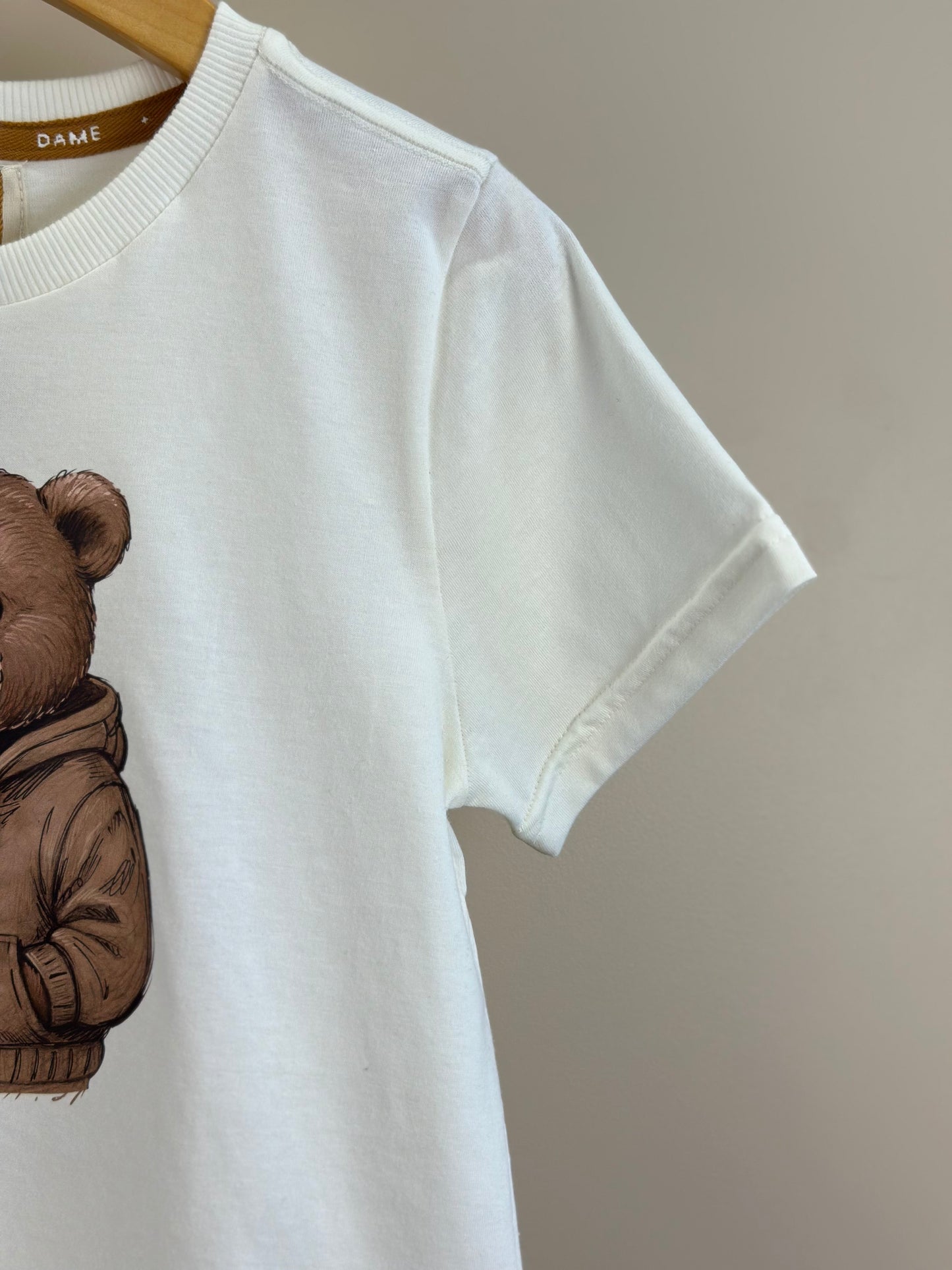 Camiseta Infantil Algodão Teddy Jaqueta Off White - Dame