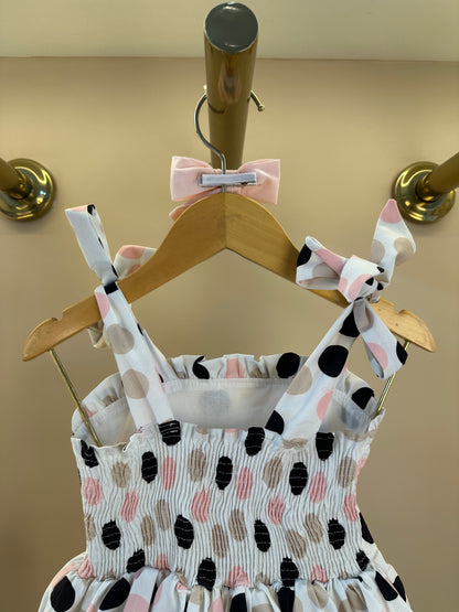 Vestido Infantil Algodão Com Babados e Poá Colorido