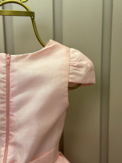 Vestido Infantil Festa Manga e Laço Rosa - Mon Sucré