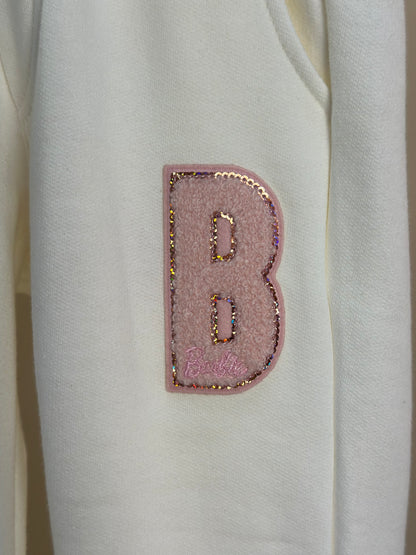 Calça Moletom Infantil Jogging  Patche Barbie Off White - Pituchinhus