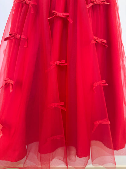 Vestido Infantil Festa Tule Lacinhos Bordados - Pituchinhus