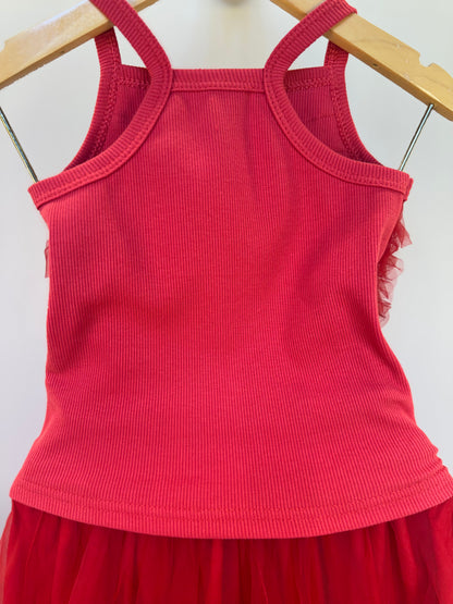 Conjunto Infantil Blusa Tule Frufru e Saia Midi Lacinhos Bordados - Pituchinhus