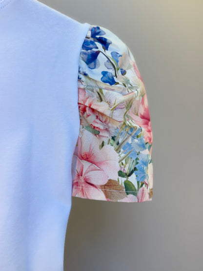 Conjunto Infantil Clássico Blusa Manga Floral e Saia Floral Candy - Um Mais Um