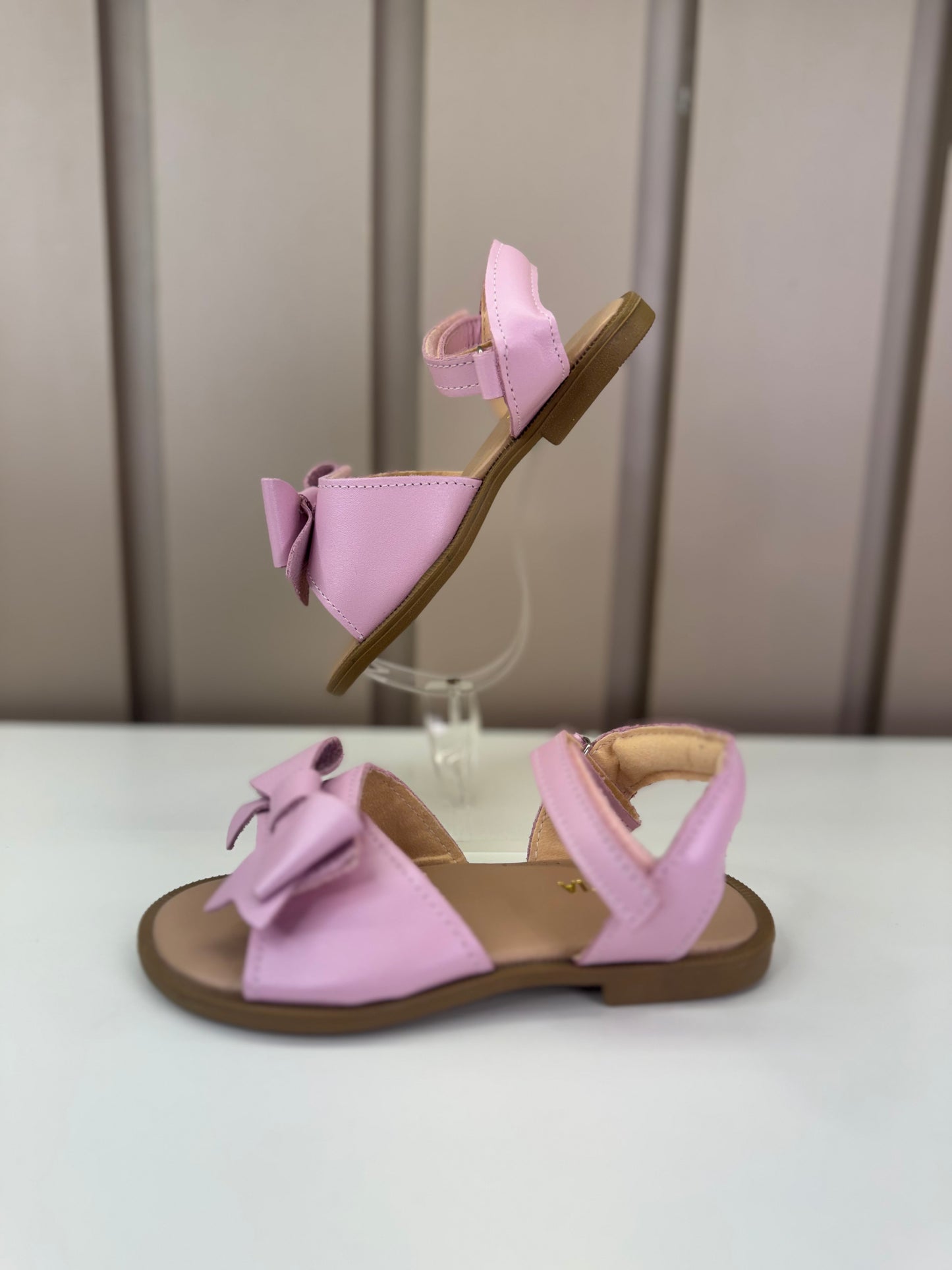 Sandália Infantil Manu Laço Velcro Rosa Perolado - Gracia