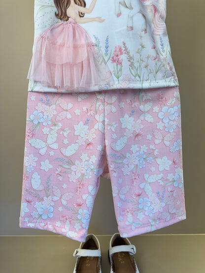 Conjunto Infantil Blusa Princesa  e Shorts Bike Rosa - Infanti