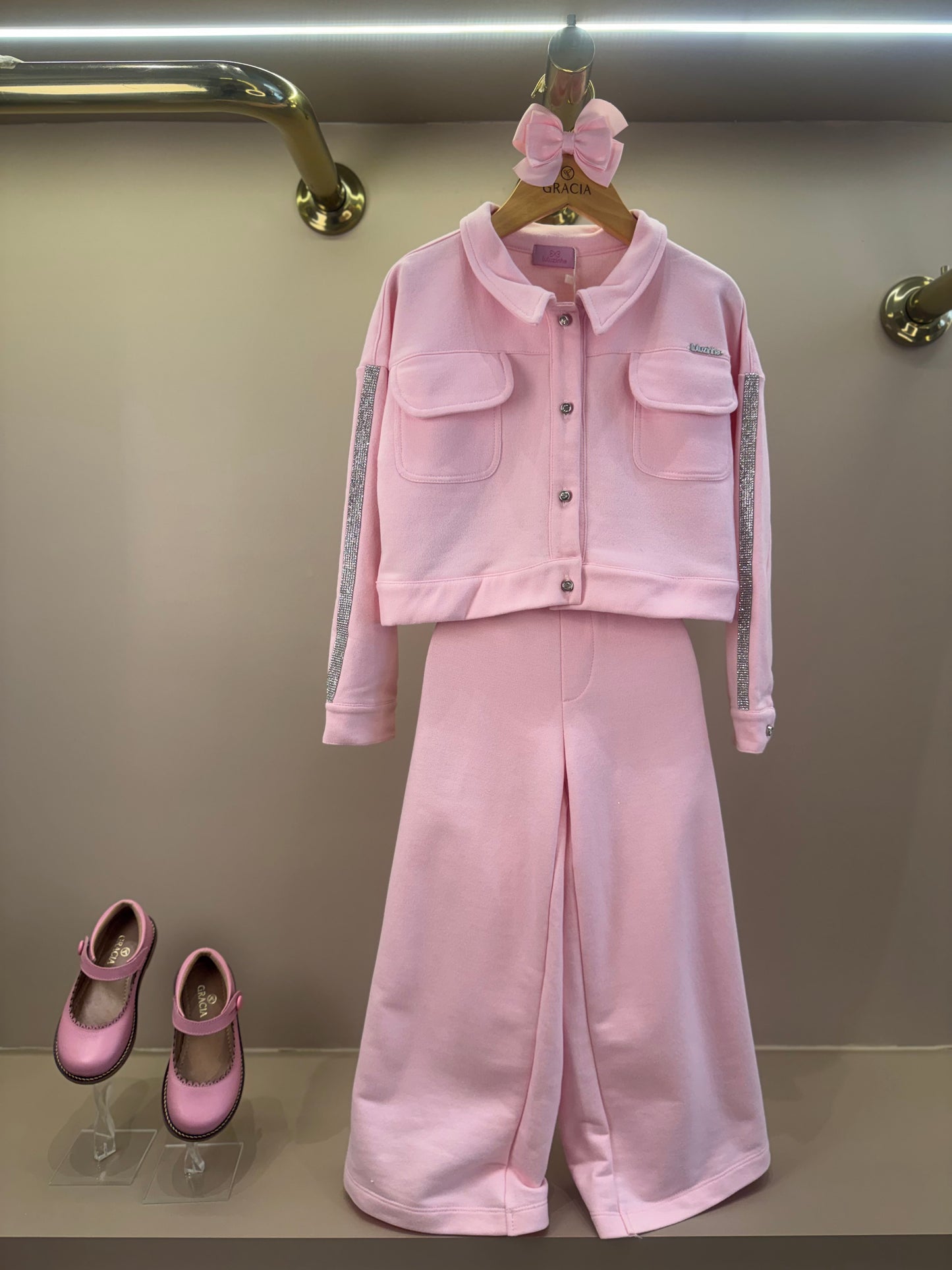 Casaco Infantil Strass Rosa - Luluzinha