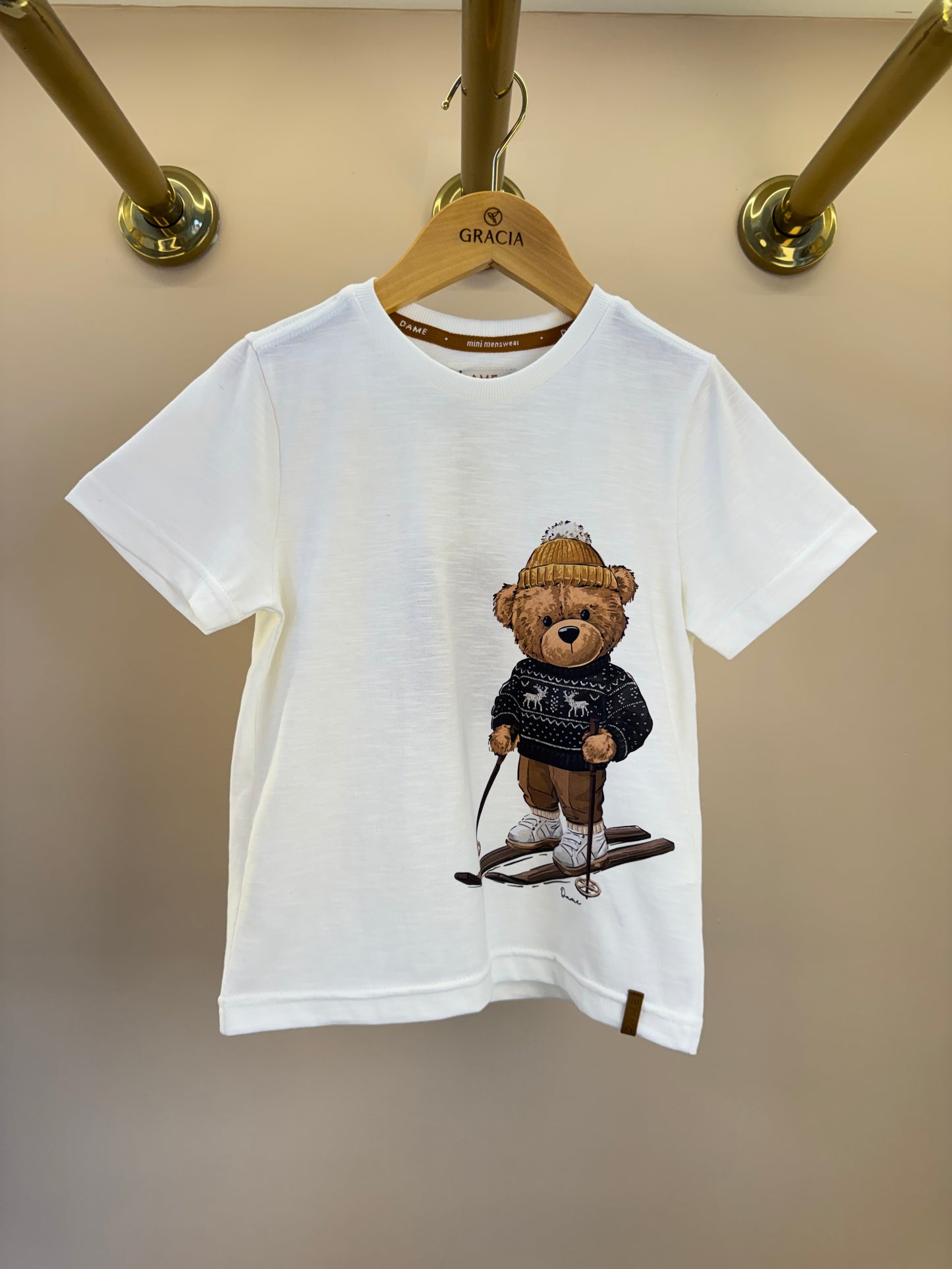 Camiseta Infantil MC Teddy Ski Off White - Dame
