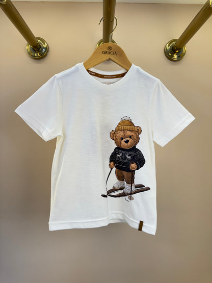 Camiseta Infantil MC Teddy Ski Off White - Dame