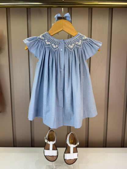 Batinha Bebê Algodão Bordado Serena Azul Claro - Gracia