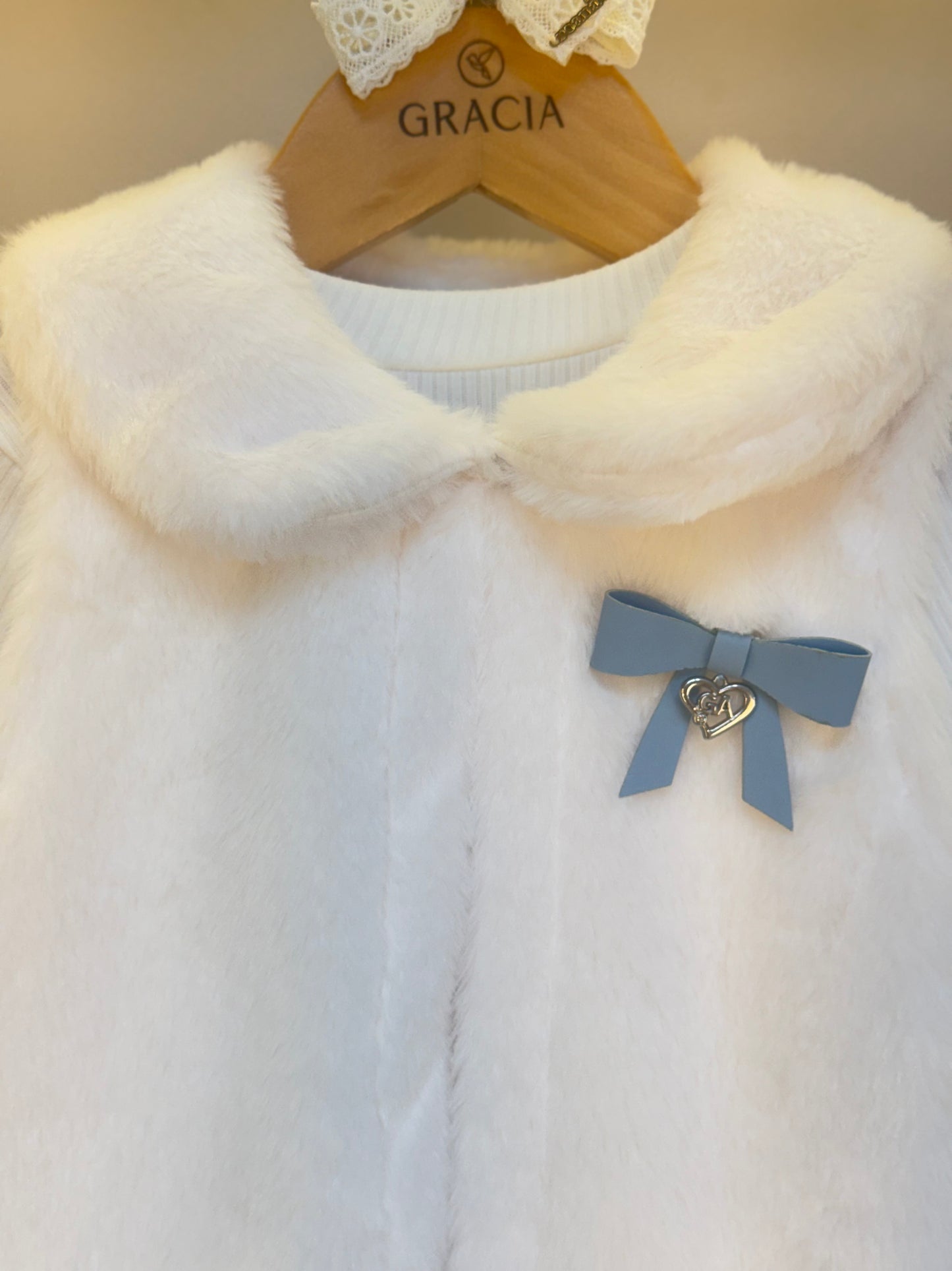 Conjunto infantil Blusa com Colete e Saia Like Leather Azul - Gabriela Aquarela