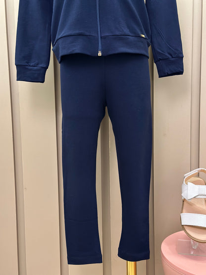 Conjunto Infantil Moletinho Algodão Blusa Zíper e Calça Montaria Marinho - Beabá