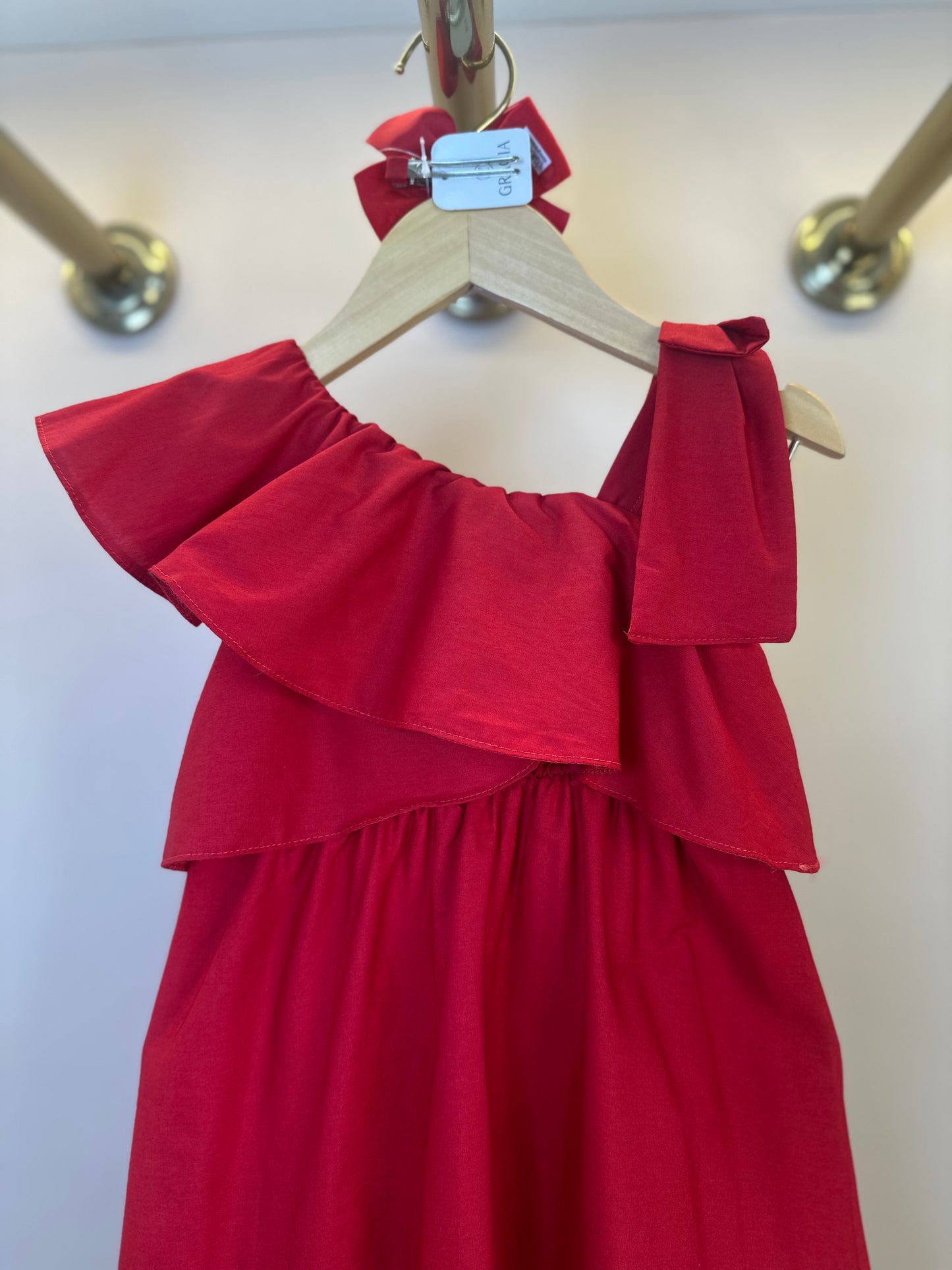 Vestido Infantil Algodão Babados Vermelho - Charpey