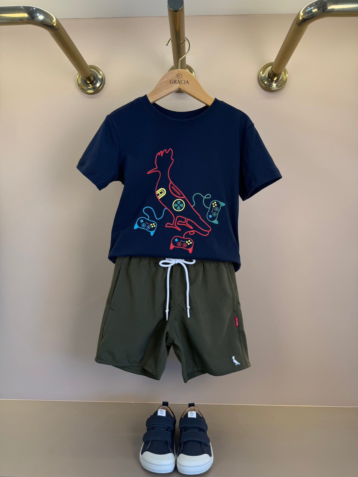 Shorts Infantil Praia Liso Basic Verde Militar - Reserva Mini
