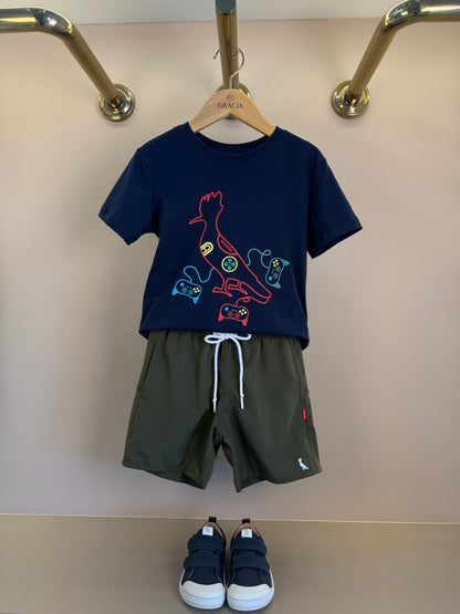 Shorts Infantil Praia Liso Basic Verde Militar - Reserva Mini