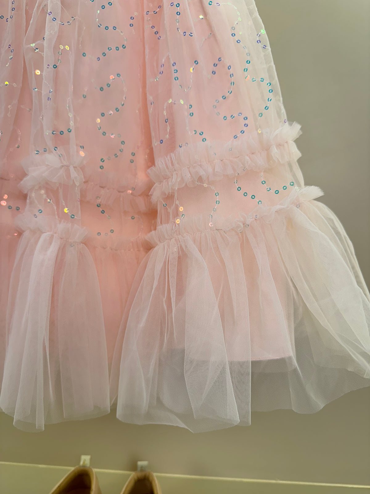 Vestido Infantil Tule Bordado Paêtes Laço Maxxi Rosa - Petit Cherie
