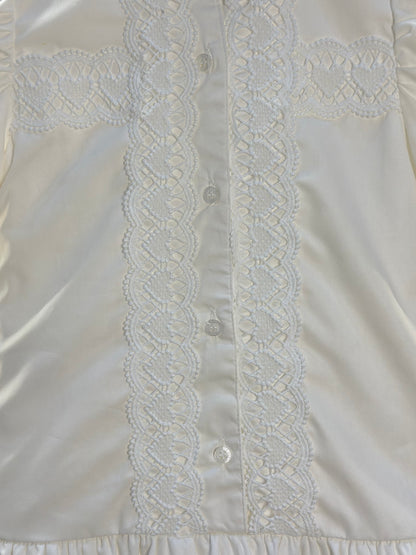 Vestido Infantil Jumper Algodão Detalhes Renda Barra Guipir Off White - Um Mais Um