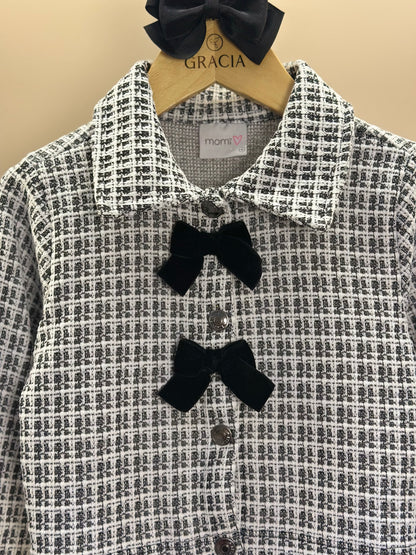 Jaqueta Infantil Laços Tweed Preto - Momi Mini
