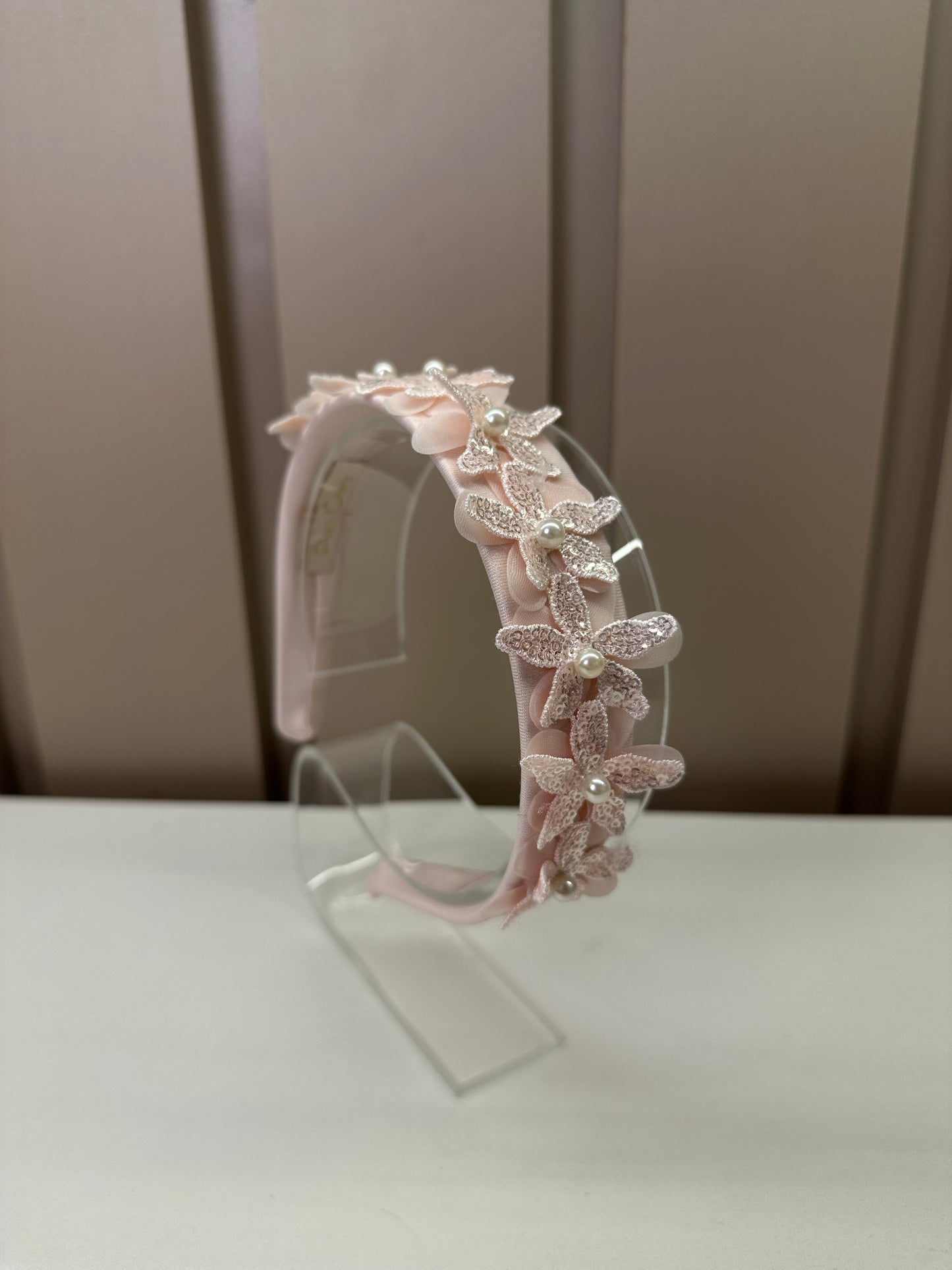 Tiara Infantil Flores 3D Rosa - Petit Cherie