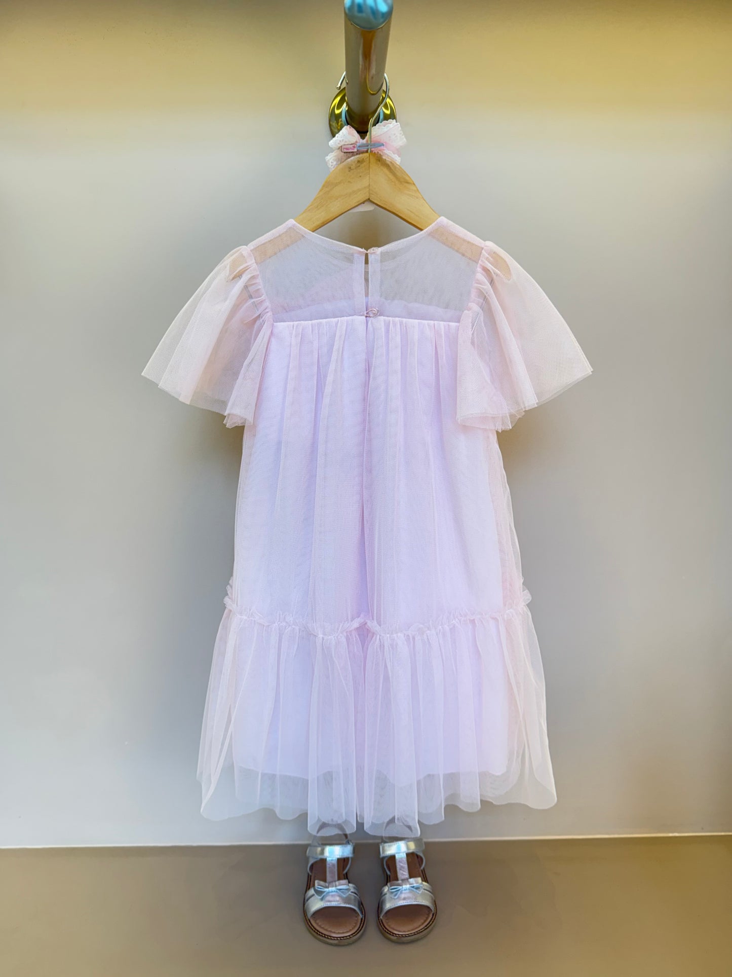 Vestido Infantil Trapézio Tule com Laço - Petit Cherie