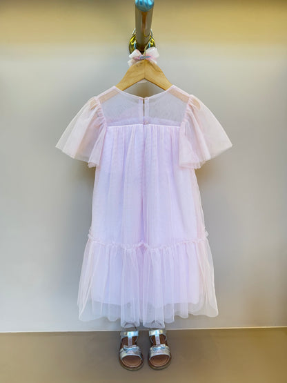 Vestido Infantil Trapézio Tule com Laço - Petit Cherie