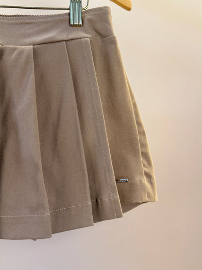 Saia-shorts Infantil Sarja Pregas Bege Escuro - Pituchinhus