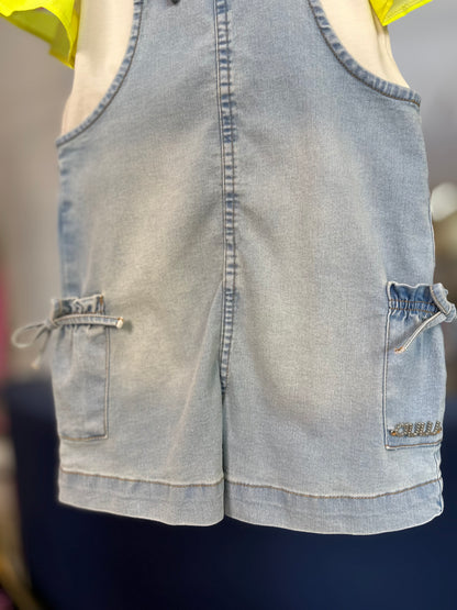 Jardineira Infantil Jeans Claro com Blusa Mangas Frutas - Animê