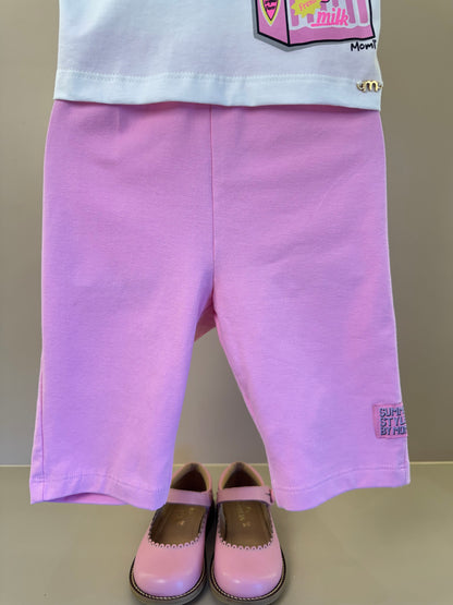 Conjunto Infantil Blusa Hello Kitty Com Strass e Shorts Legging Rosa - Momi