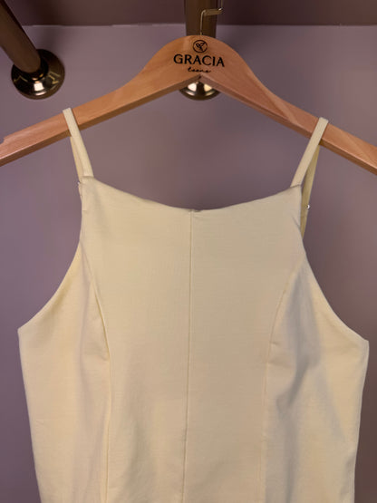 Blusa Teen Regata Amarela Com Babado - Vanilla Cream