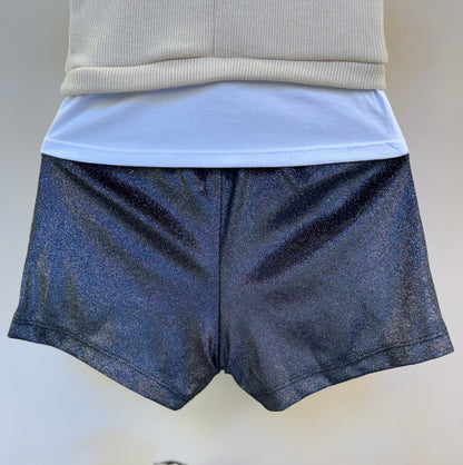 Conjunto Infantil Short  Preto Com Brilho E Pullover Tricot Com Falsa Camisa Bege- Gabriela Aquarela