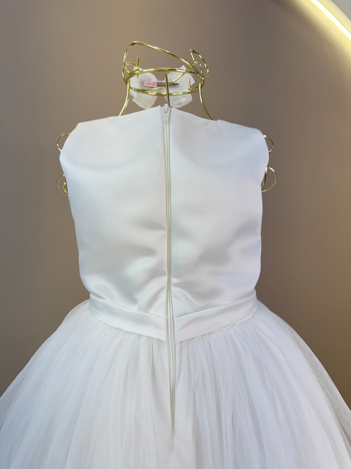 Vestido Infantil Festa Dama Midi Tule Pérolas Off - Petit Cherie