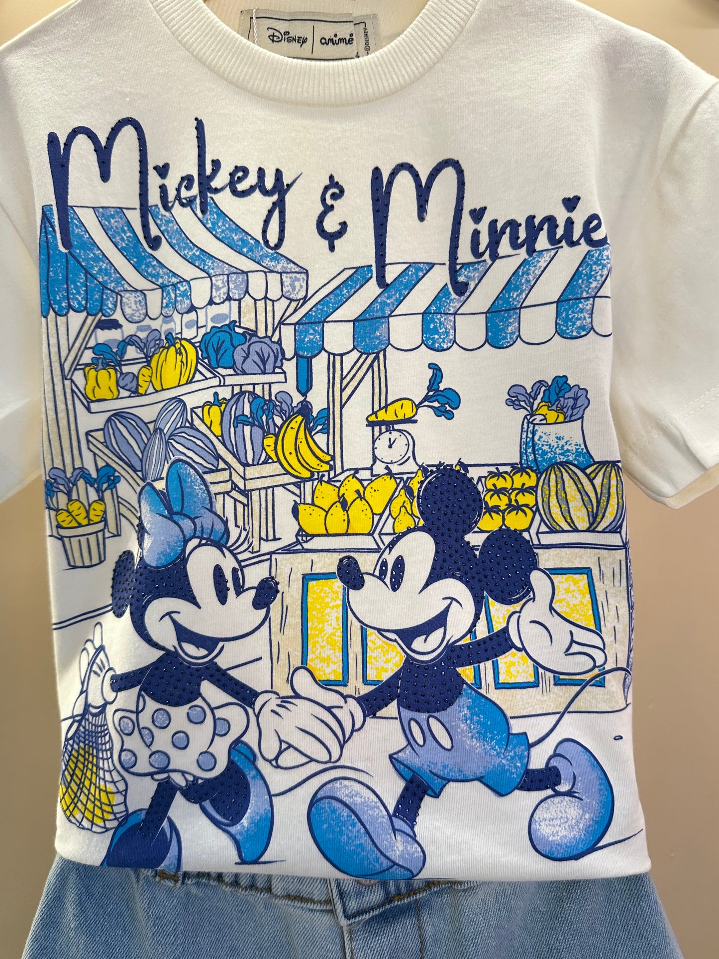 Conjunto Infantil Blusa Mickey e Minnie e  Shorts Jeans Two - Animê