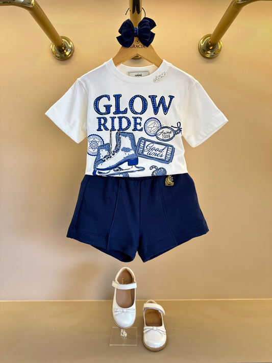 Conjunto Infantil Glow Ride e Shorts Marinho - Animê
