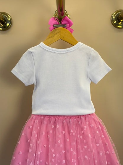 Conjunto Infantil Blusa Bolsa Coração e Saia de Tule Coração - Mon Sucré
