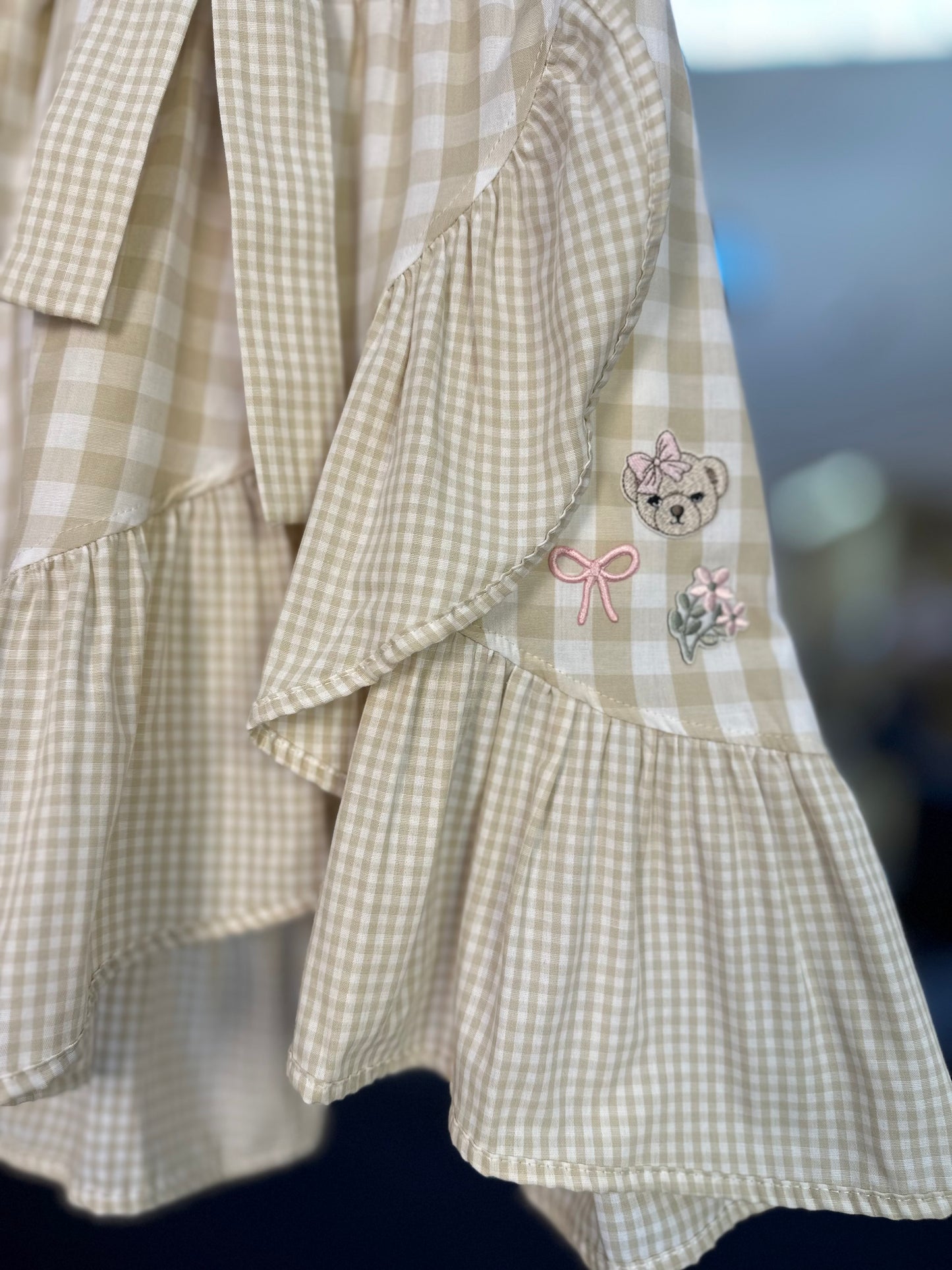 Conjunto Infantil Blusa Ciganinha e Saia-shorts Midi Xadrez Patches - Pituchinhus