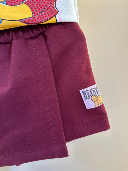 Conjunto Infantil Blusa Ursinho Pooh e Shorts Moletom - Momi