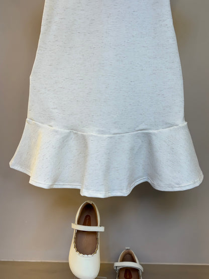 Vestido Infantil Molecotton Algodão Ursinha Flores Bege Claro - Infanti