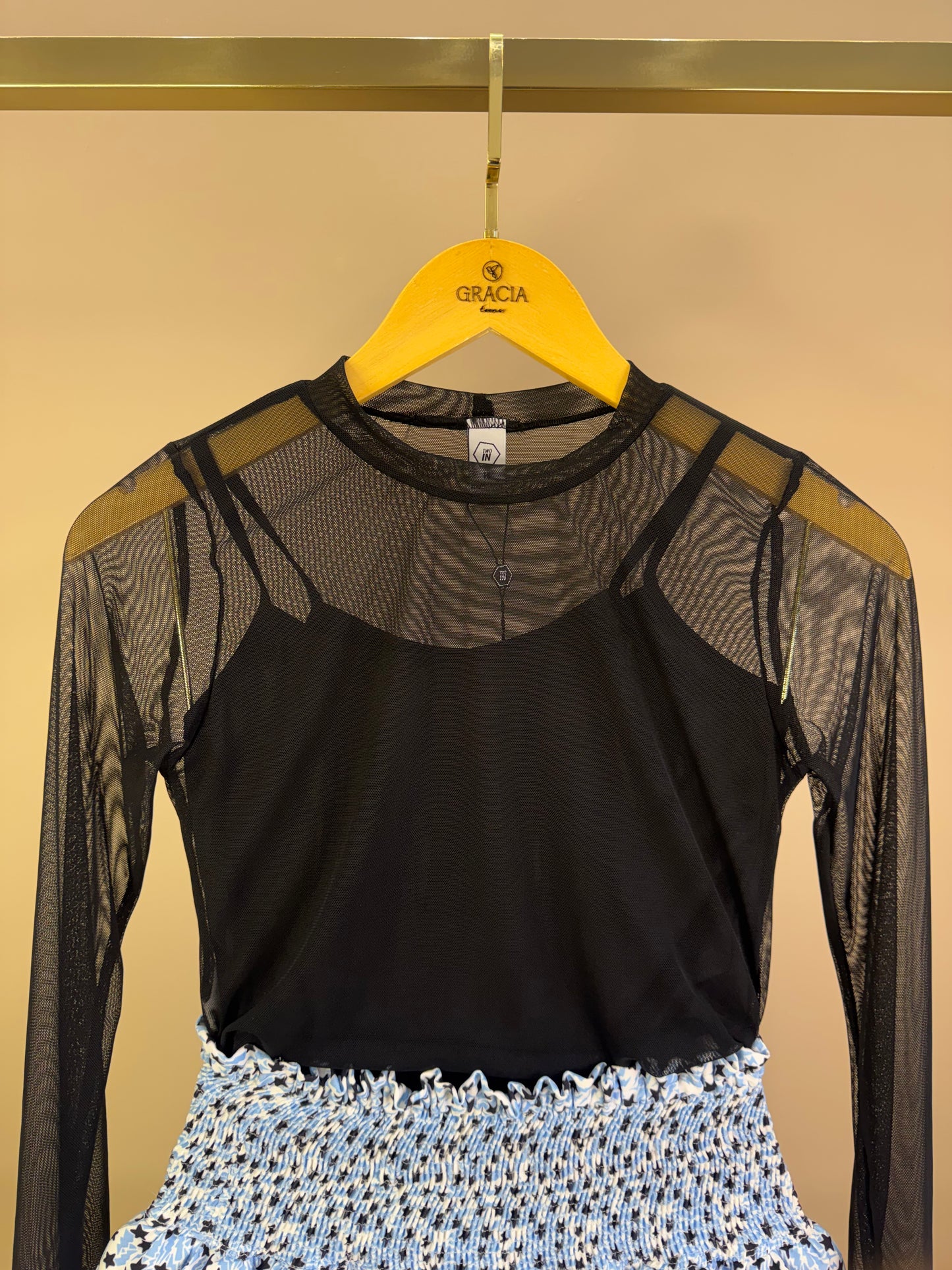 Conjunto Teen Blusa Tule e Saia-shorts Babados no Crepe Estrelas - Two In