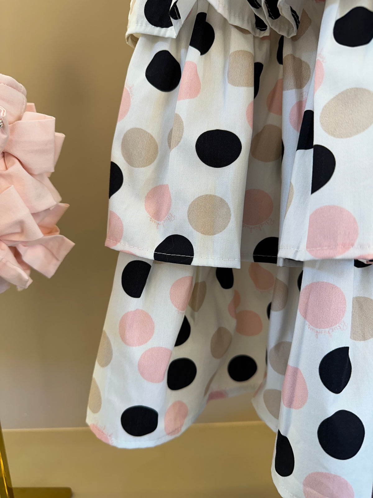 Vestido Infantil Algodão Com Babados e Poá Colorido