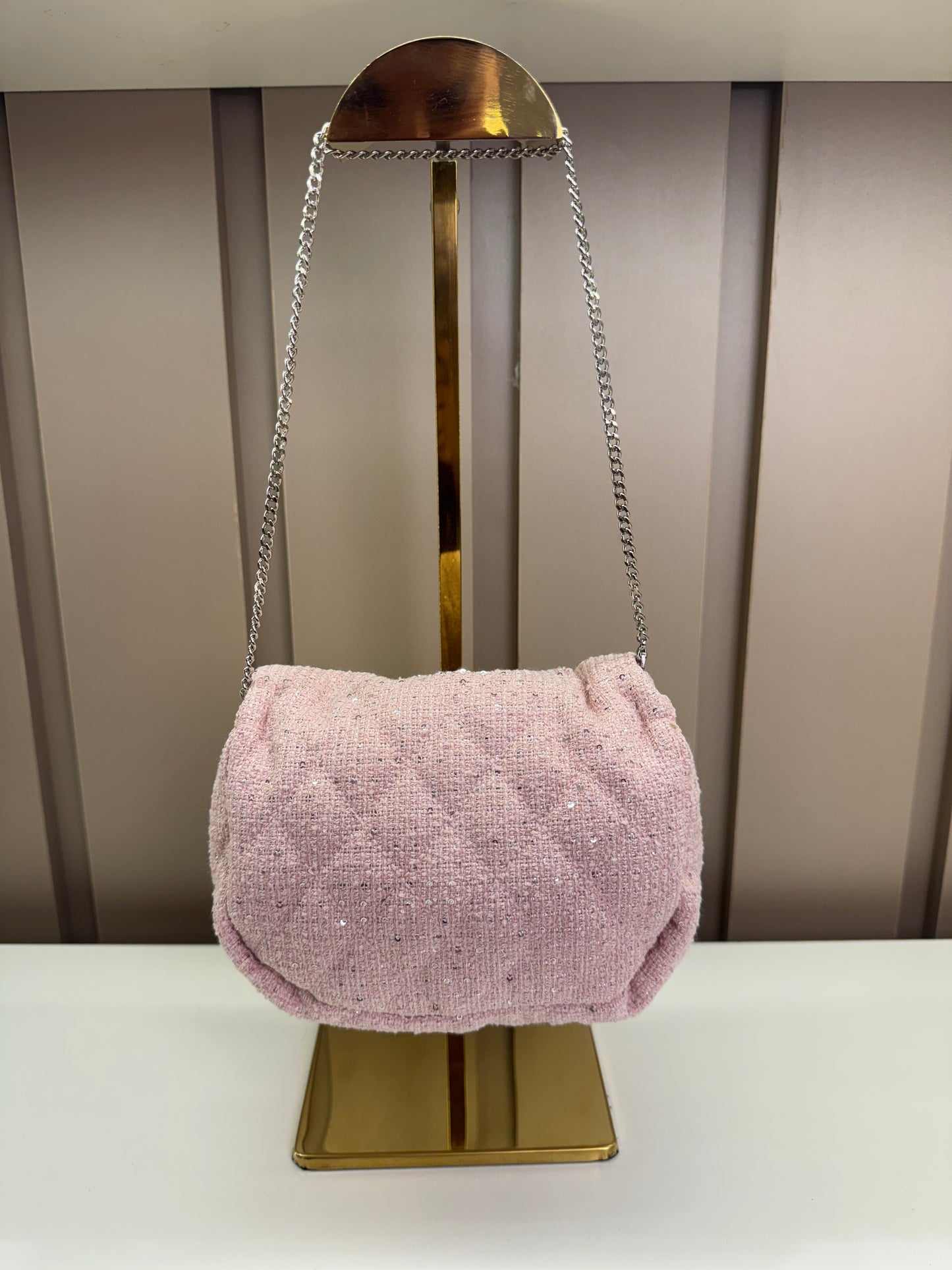 Bolsa Infantil Tweed Shine Rosa - Petit Cherie