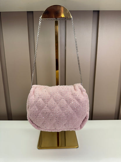 Bolsa Infantil Tweed Shine Rosa - Petit Cherie