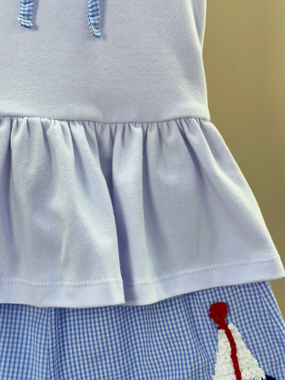Conjunto Infantil Blusa Detalhe Laço e Shorts Aplicação de Crochê - Luluzinha