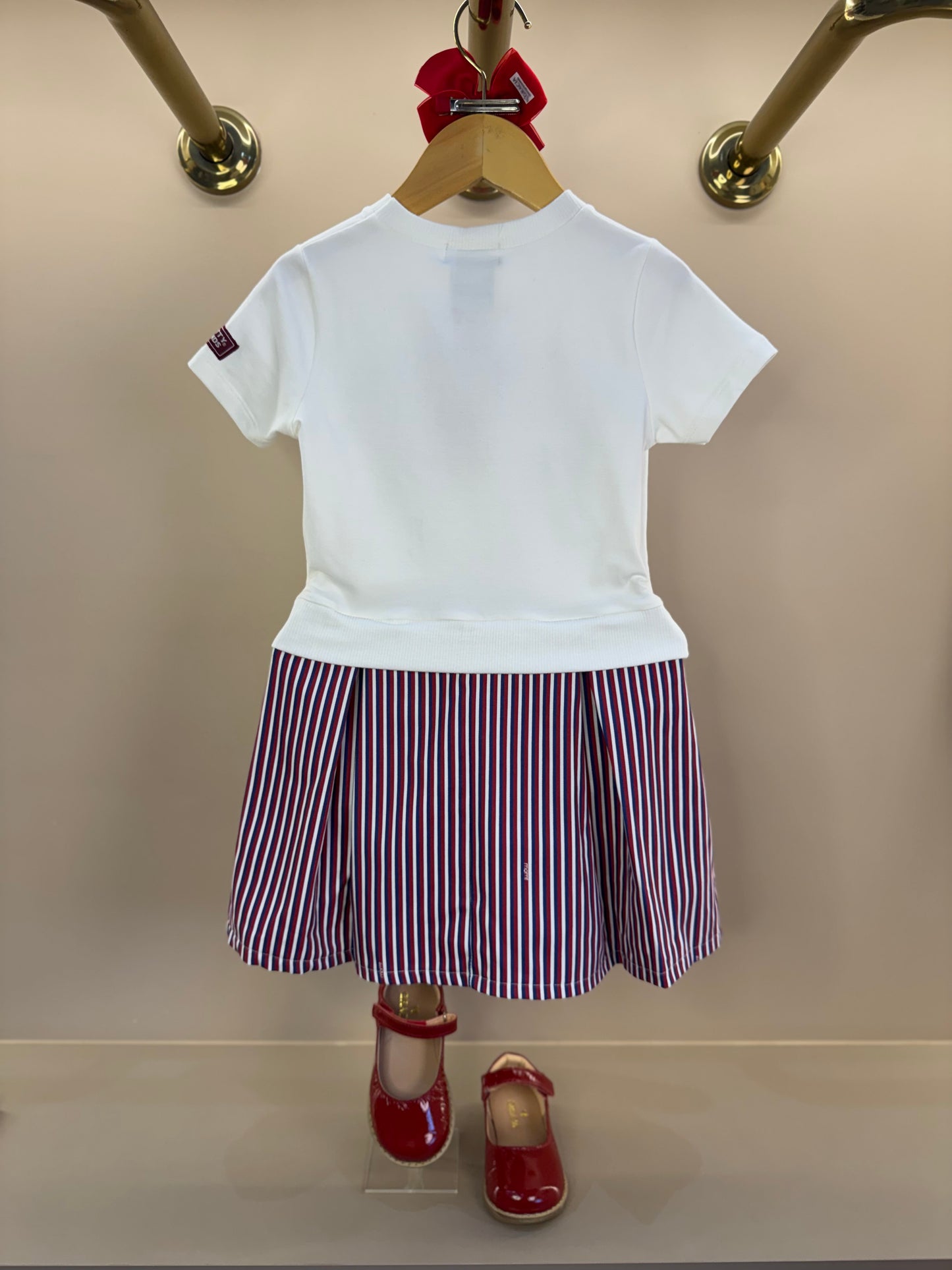 Vestido Infantil MC Hello Kitty Listras Navy Off White - Momi